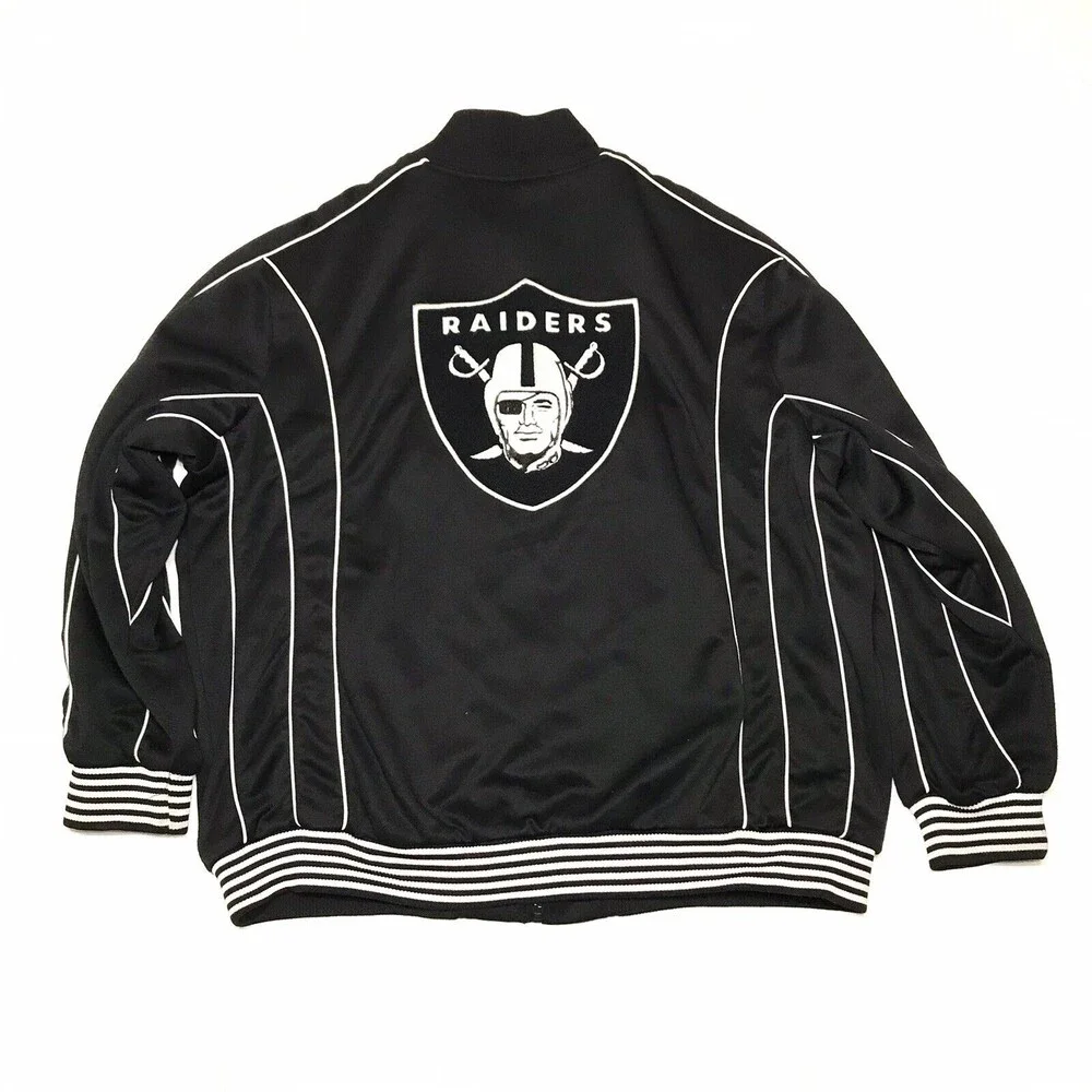 NFL Raiders Mesh Lined Track Jacket Size 2XL Black - Picture 2 of 8